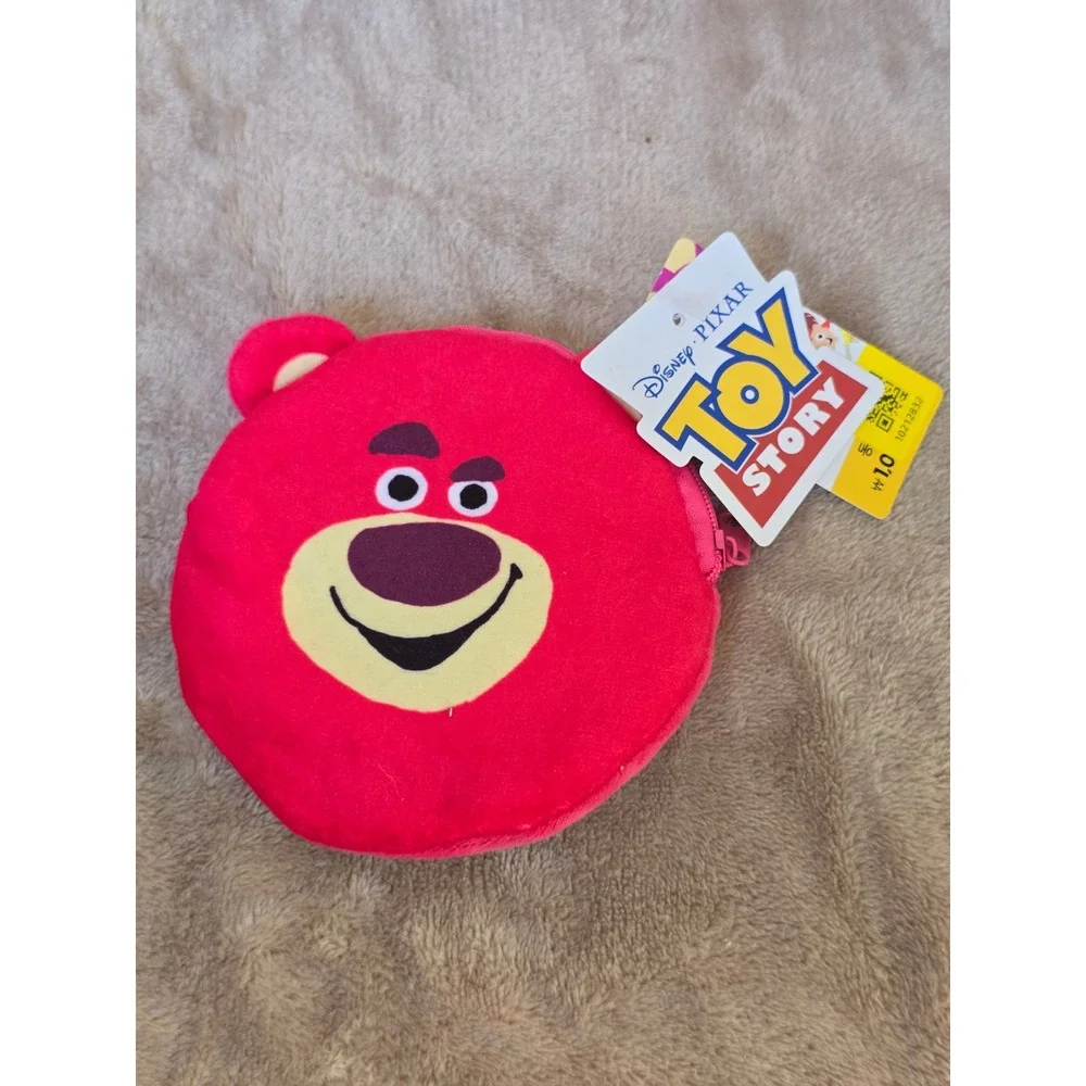 Disney Pixar Toy Story Lotso Bear Plush Coin Purse Pink Zipper Pouch New